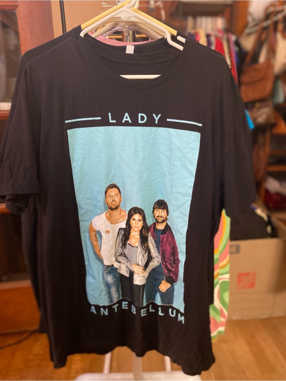 Lady Antebellum Short Sleeve Graphic Tee with Blue Photo Panel band t-shirt